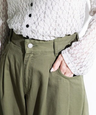 Green Parks チノタックワイドパンツ Khaki