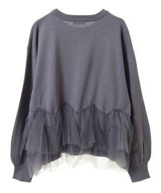 earth music&ecology チュールヘムニットプルオーバー Charcoal Gray