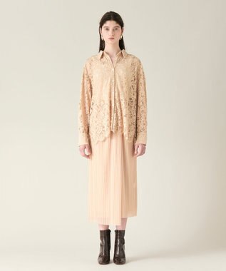 GRACE CONTINENTAL チュールタイトプリーツスカート ベージュ