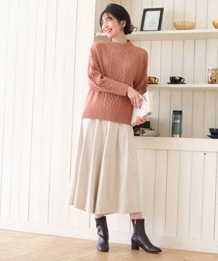 ANY L 【洗濯機可・ウエストゴム】サンディングピーチ スカーチョ ベージュ系