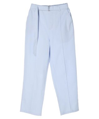 Green Parks 綿麻混バックルベルト付テーパードパンツ Grayish Blue