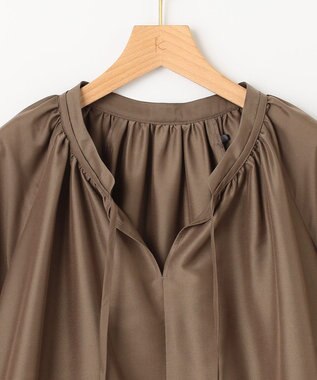 組曲 S 【洗える・涼感】シアーボイルギャザー ブラウス ダークブラウン系