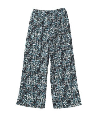 Green Parks セルフカットプリーツ柄パンツ Blue