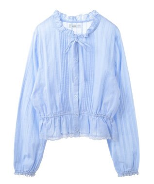 earth music&ecology ピンタックフリルブラウス Sax