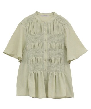 Green Parks ＳＥＴ２点マジョリカシャーリングブラウス＋タンク Light Green