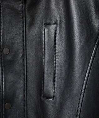 JOSEPH ABBOUD ベジタブルラムスキンレザーコート ブラック系