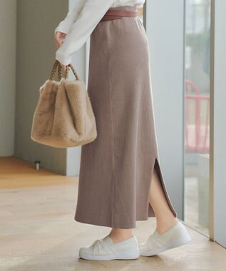 Tiaclasse 【2点セット】ニットトップス＋スカートセットアップ モカ