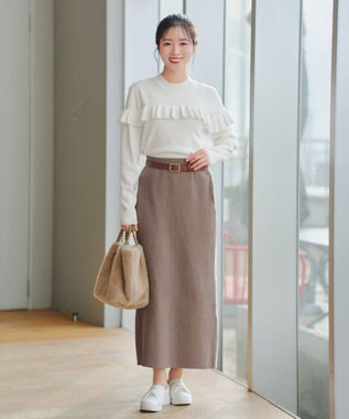 Tiaclasse 【2点セット】ニットトップス＋スカートセットアップ モカ
