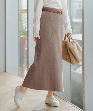 Tiaclasse 【2点セット】ニットトップス＋スカートセットアップ モカ