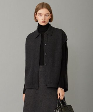 ICB ミルドウール ニットジレ チャコール系