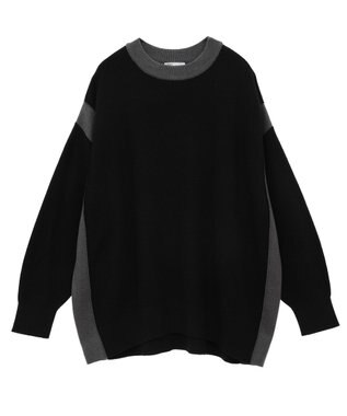 CRAFT STANDARD BOUTIQUE 洗える/とてもち配色ニットプルオーバー/24AW Black