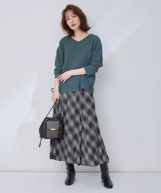 ANY 【洗濯機可能】Vネックニットソー グリーン