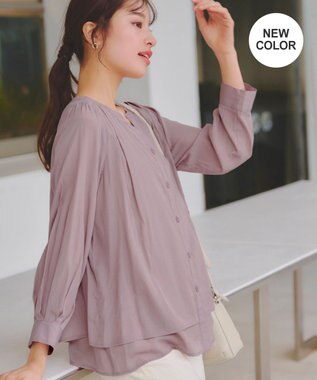 Tiaclasse 【新色追加・洗える】重ねヘムタックブラウス ピンク