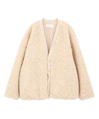 Green Parks Ｖネックボアカーディジャケット Ecru