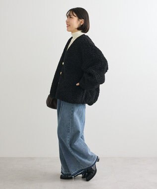 Green Parks Ｖネックボアカーディジャケット Black