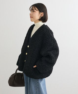 Green Parks Ｖネックボアカーディジャケット Black