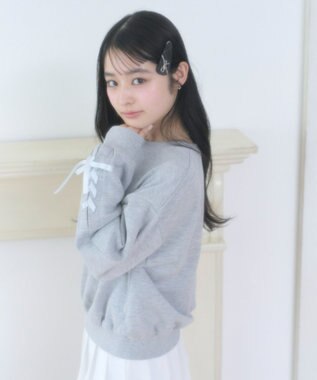 WEGO レースアップリボンスウェット 杢グレー