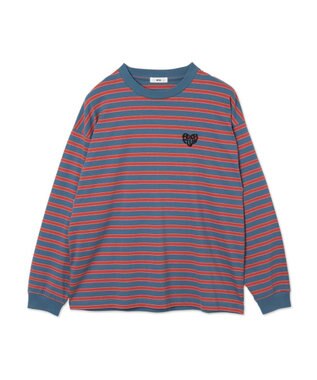 WEGO 【MLサイズ展開】ボーダーワンポイントT（LS） ブルーボーダー