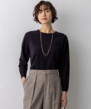 23区 L 【先行予約】ネオコンフォートストレッチ レーシーデザイン ニット ネイビー系