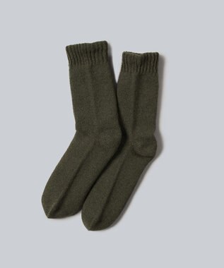 WHITE MAILS 【UNISEX】WOOL PAPER DOUBLE KNIT ルームソックス カーキ