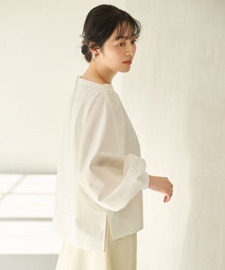 #Newans 【撥水】ボートネックリラクシーシャツ ホワイト