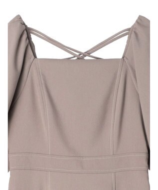 earth music&ecology 配色ステッチパフスリーブワンピース Black