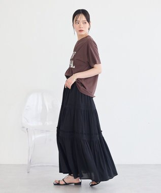 earth music&ecology ティアードギャザースカート Black