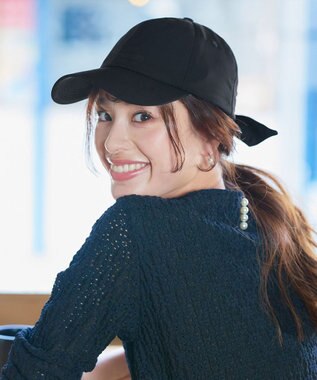 Tiaclasse 【安田美沙子さん/小倉優子さん着用】ジャガードリボンキャップ/リボンキャップ ブラック