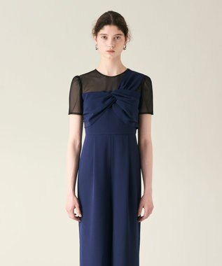 GRACE CONTINENTAL ドレープリボンサロペット ネイビー