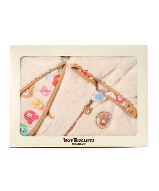 MIKI HOUSE HOT BISCUITS 裏ボアフリース リバーシブル総柄マントギフトセット【BOX付き】 アイボリー