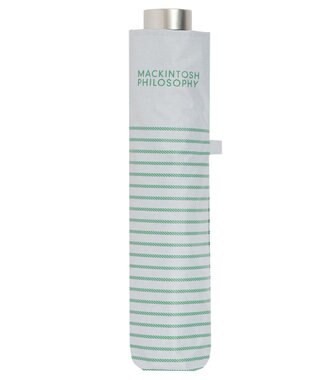 MOONBAT 【フワクール生地使用/軽量】MACKINTOSH PHILOSOPHY 遮光 晴雨兼用 折りたたみ日傘 ボーダー ミントグリーン