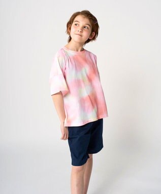 OP／FILA 【RUSTY】ニコちゃん×タイダイ柄半袖Tシャツ ピンク