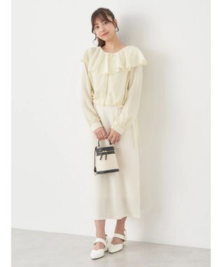 earth music&ecology ラッフルシアードロストブラウス Yellow