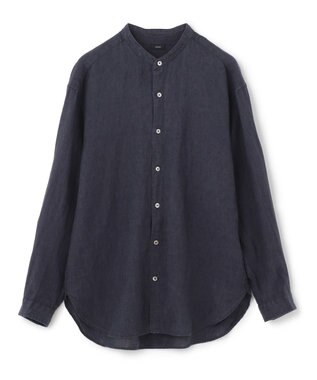 JOSEPH HOMME FRENCH LINEN OX BAND COLLAR SHIRT ネイビー系