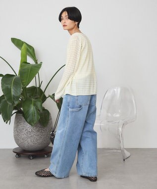 AMERICAN HOLIC シアーチェックカーディガン Yellow