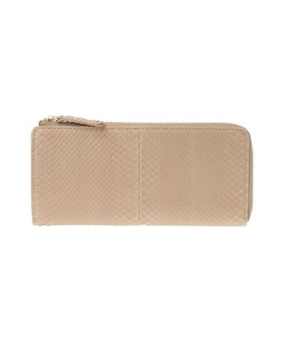 genten グレースパイソン L字ファスナー長財布 ベージュ