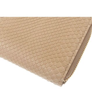 genten グレースパイソン L字ファスナー長財布 ベージュ