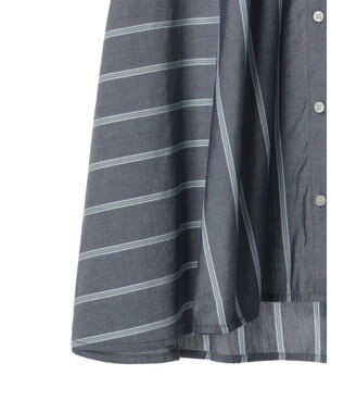 AMERICAN HOLIC 接触冷感フレンチスリーブ切り替えフレアブラウス Stripe Navy