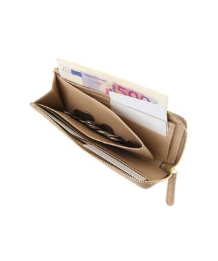 genten グレースパイソン L字ファスナー長財布 ベージュ