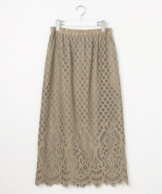 自由区 【SHIHOさん着用・こだわり素材】パネルレース スカート カーキ