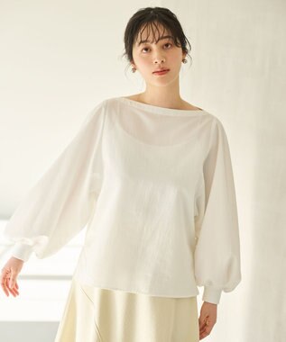 #Newans 【撥水】ボートネックリラクシーシャツ ホワイト