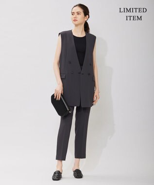 ICB 【WEB限定・洗える】BackSatinGeorgette ドロストパンツ グレー系