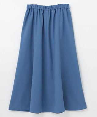 ANY リネンライクオックス フレアスカート ブルー