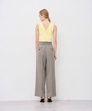 uncrave ウォッシャブルウールライクツイル ワイドパンツ シャンブレーチャコール