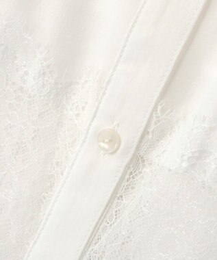 Green Parks レース切替５分袖シャツ White