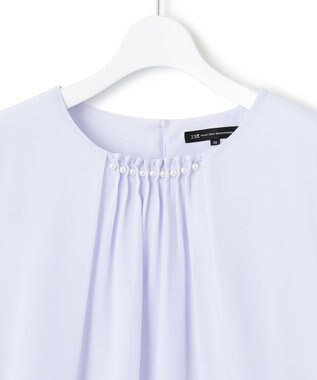 23区 【洗える】エアリーコンビジャージー パールモチーフ カットソー ライラック系