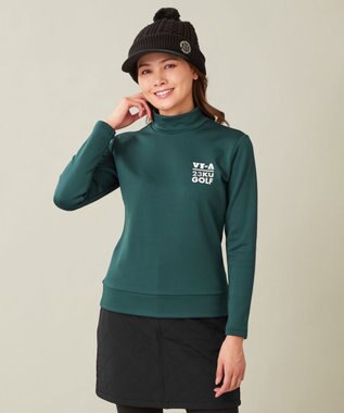 23区GOLF 冬の暖か名品トップス【WOMEN】ストレッチ 裏フリース ダークグリーン系