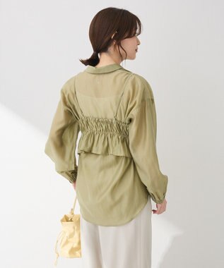 Green Parks ＳＥＴ２点フリルビスチェ＋シャツチュニック Light Green