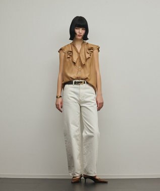 GRACE CONTINENTAL フリルスキッパーブラウス キャメル