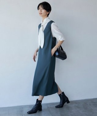 ICB L 【接触冷感・UVケア・洗える】 レーヨンコンパクトローン ボウタイシャツ オフホワイト系